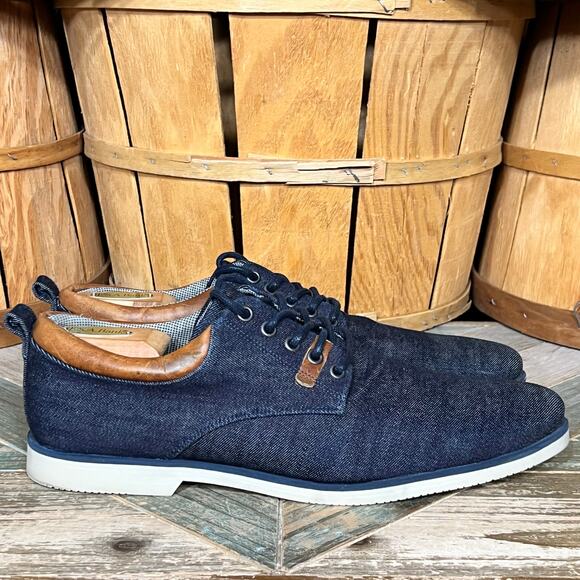 Bull Boxer Justyfi Denim Navy Canvas Tan Leather Casual Oxfords Mens Size 13 main image 10